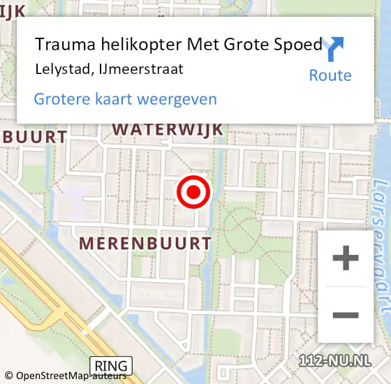 Locatie op kaart van de 112 melding: Trauma helikopter Met Grote Spoed Naar Lelystad, IJmeerstraat op 14 november 2022 13:13