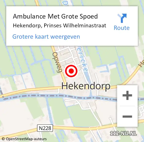 Locatie op kaart van de 112 melding: Ambulance Met Grote Spoed Naar Hekendorp, Prinses Wilhelminastraat op 14 november 2022 13:18