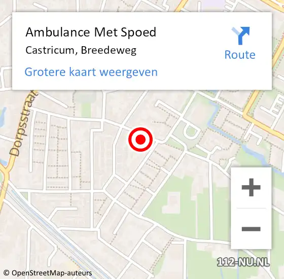 Locatie op kaart van de 112 melding: Ambulance Met Spoed Naar Castricum, Breedeweg op 14 november 2022 13:18