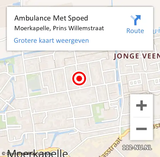 Locatie op kaart van de 112 melding: Ambulance Met Spoed Naar Moerkapelle, Prins Willemstraat op 14 november 2022 14:12