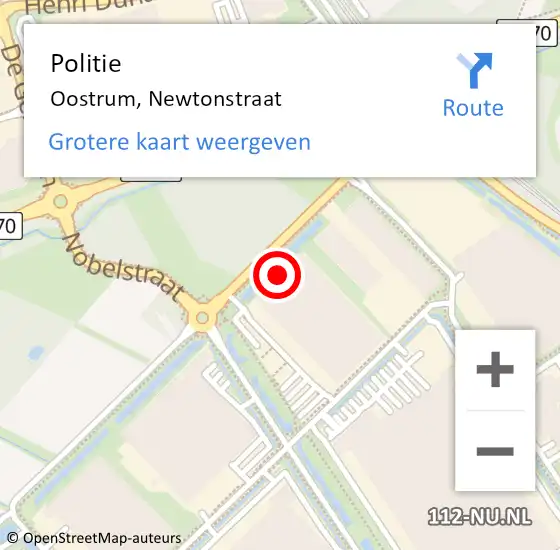 Locatie op kaart van de 112 melding: Politie Oostrum, Newtonstraat op 14 november 2022 14:31