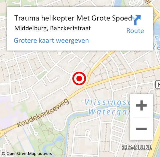 Locatie op kaart van de 112 melding: Trauma helikopter Met Grote Spoed Naar Middelburg, Banckertstraat op 14 november 2022 14:51