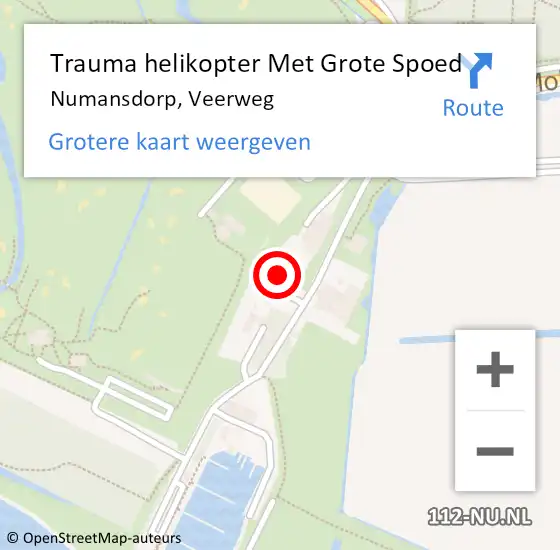 Locatie op kaart van de 112 melding: Trauma helikopter Met Grote Spoed Naar Numansdorp, Veerweg op 14 november 2022 14:53