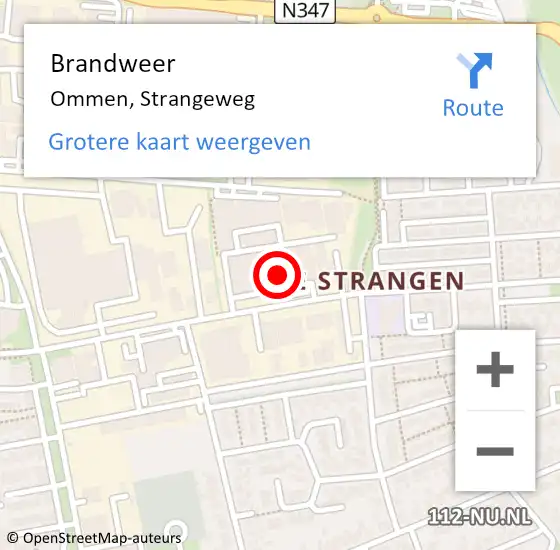 Locatie op kaart van de 112 melding: Brandweer Ommen, Strangeweg op 14 november 2022 15:06