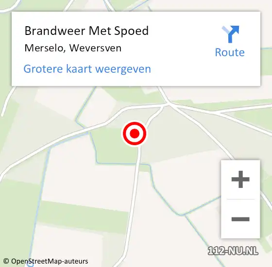 Locatie op kaart van de 112 melding: Brandweer Met Spoed Naar Merselo, Weversven op 14 november 2022 15:23