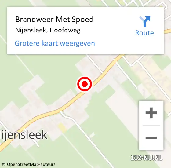 Locatie op kaart van de 112 melding: Brandweer Met Spoed Naar Nijensleek, Hoofdweg op 14 november 2022 15:25