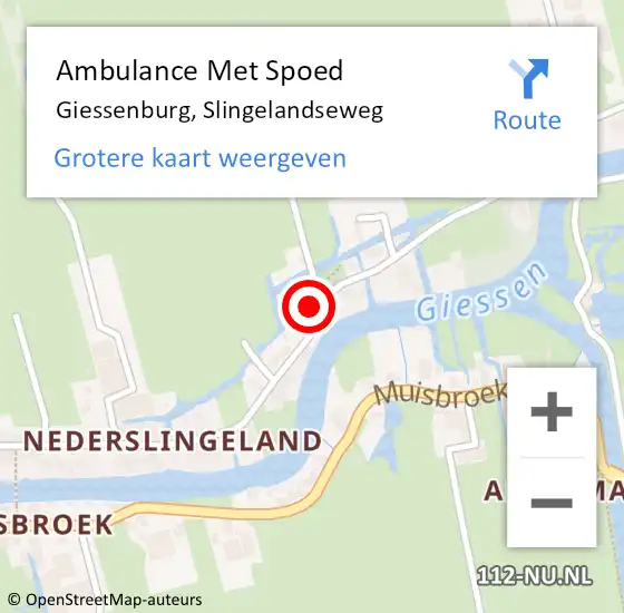 Locatie op kaart van de 112 melding: Ambulance Met Spoed Naar Giessenburg, Slingelandseweg op 14 november 2022 15:43