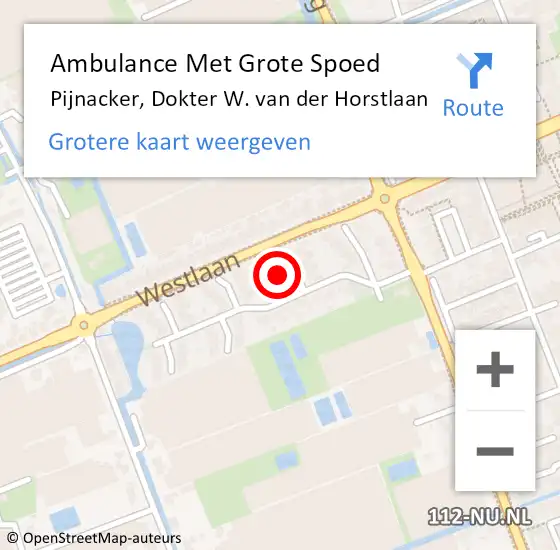 Locatie op kaart van de 112 melding: Ambulance Met Grote Spoed Naar Pijnacker, Dokter W. van der Horstlaan op 14 november 2022 15:53