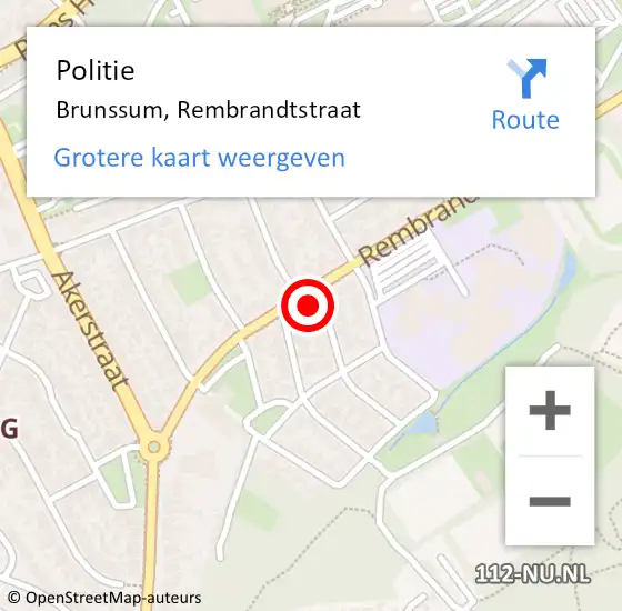 Locatie op kaart van de 112 melding: Politie Brunssum, Rembrandtstraat op 14 november 2022 15:54