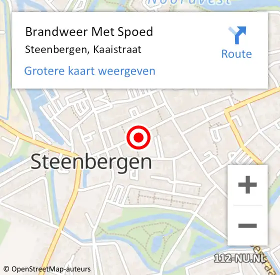Locatie op kaart van de 112 melding: Brandweer Met Spoed Naar Steenbergen, Kaaistraat op 14 november 2022 16:06