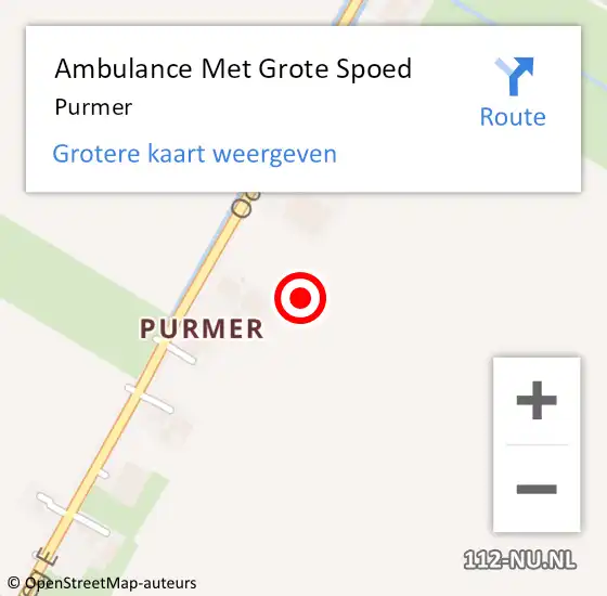 Locatie op kaart van de 112 melding: Ambulance Met Grote Spoed Naar Purmer op 14 november 2022 16:27