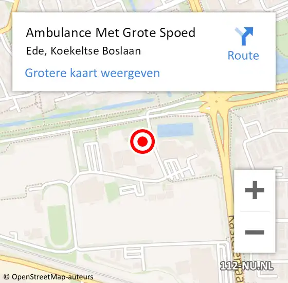 Locatie op kaart van de 112 melding: Ambulance Met Grote Spoed Naar Ede, Koekeltse Boslaan op 14 november 2022 16:34