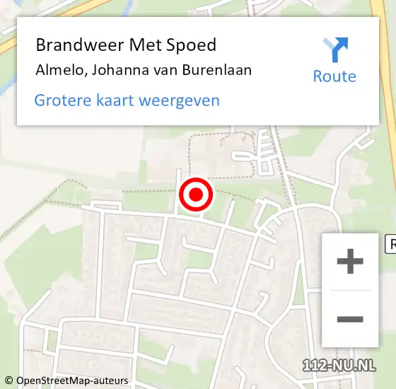 Locatie op kaart van de 112 melding: Brandweer Met Spoed Naar Almelo, Johanna van Burenlaan op 14 november 2022 16:39