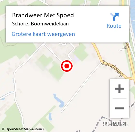 Locatie op kaart van de 112 melding: Brandweer Met Spoed Naar Schore, Boomweidelaan op 14 november 2022 16:50