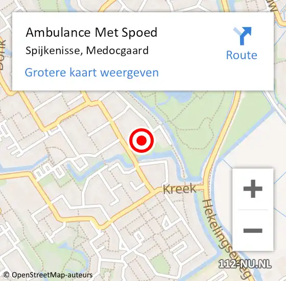 Locatie op kaart van de 112 melding: Ambulance Met Spoed Naar Spijkenisse, Medocgaard op 14 november 2022 17:05