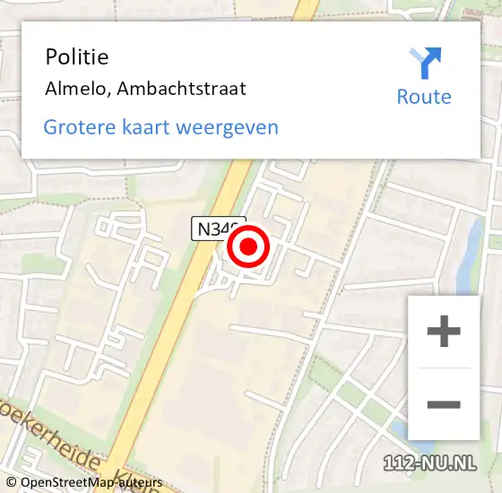 Locatie op kaart van de 112 melding: Politie Almelo, Ambachtstraat op 14 november 2022 17:06