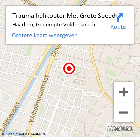 Locatie op kaart van de 112 melding: Trauma helikopter Met Grote Spoed Naar Haarlem, Gedempte Voldersgracht op 14 november 2022 17:07