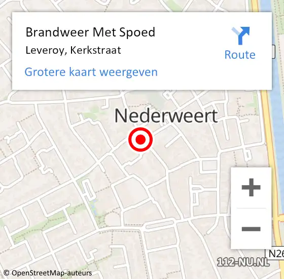 Locatie op kaart van de 112 melding: Brandweer Met Spoed Naar Leveroy, Kerkstraat op 14 november 2022 17:10