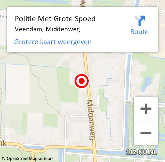 Locatie op kaart van de 112 melding: Politie Met Grote Spoed Naar Veendam, Middenweg op 14 november 2022 17:46