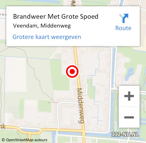 Locatie op kaart van de 112 melding: Brandweer Met Grote Spoed Naar Veendam, Middenweg op 14 november 2022 17:46