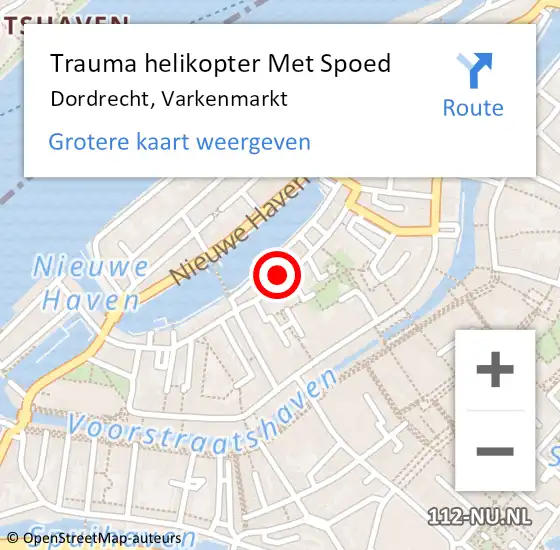 Locatie op kaart van de 112 melding: Trauma helikopter Met Spoed Naar Dordrecht, Varkenmarkt op 14 november 2022 17:58