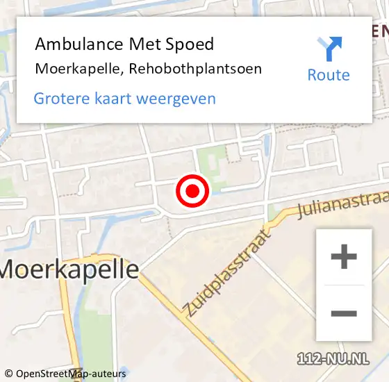 Locatie op kaart van de 112 melding: Ambulance Met Spoed Naar Moerkapelle, Rehobothplantsoen op 14 november 2022 18:03