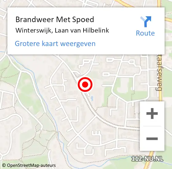 Locatie op kaart van de 112 melding: Brandweer Met Spoed Naar Winterswijk, Laan van Hilbelink op 14 november 2022 18:04
