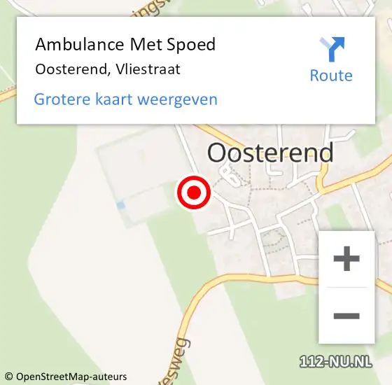 Locatie op kaart van de 112 melding: Ambulance Met Spoed Naar Oosterend, Vliestraat op 14 november 2022 18:10