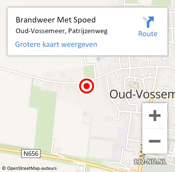 Locatie op kaart van de 112 melding: Brandweer Met Spoed Naar Oud-Vossemeer, Patrijzenweg op 14 november 2022 18:10