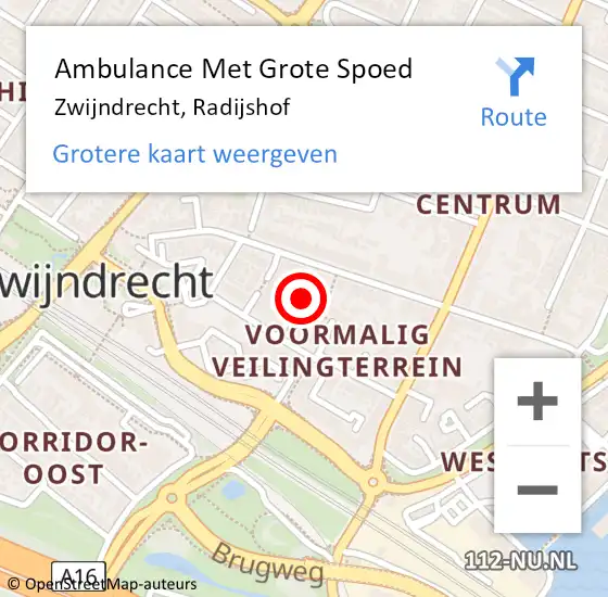 Locatie op kaart van de 112 melding: Ambulance Met Grote Spoed Naar Zwijndrecht, Radijshof op 14 november 2022 18:29