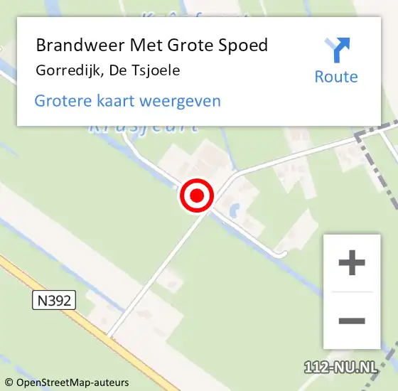 Locatie op kaart van de 112 melding: Brandweer Met Grote Spoed Naar Gorredijk, De Tsjoele op 14 november 2022 18:35