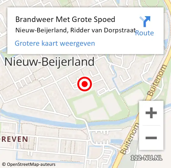 Locatie op kaart van de 112 melding: Brandweer Met Grote Spoed Naar Nieuw-Beijerland, Ridder van Dorpstraat op 14 november 2022 18:45