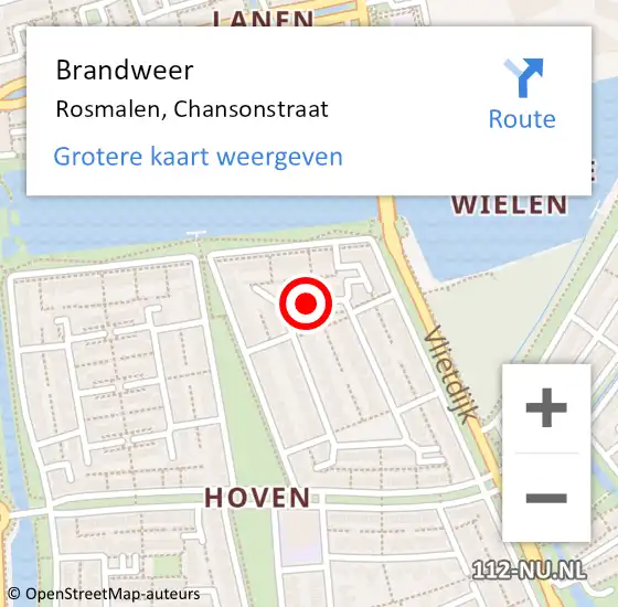 Locatie op kaart van de 112 melding: Brandweer Rosmalen, Chansonstraat op 10 oktober 2013 14:53