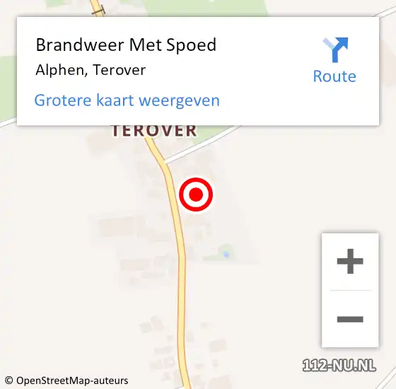 Locatie op kaart van de 112 melding: Brandweer Met Spoed Naar Alphen, Terover op 14 november 2022 18:54