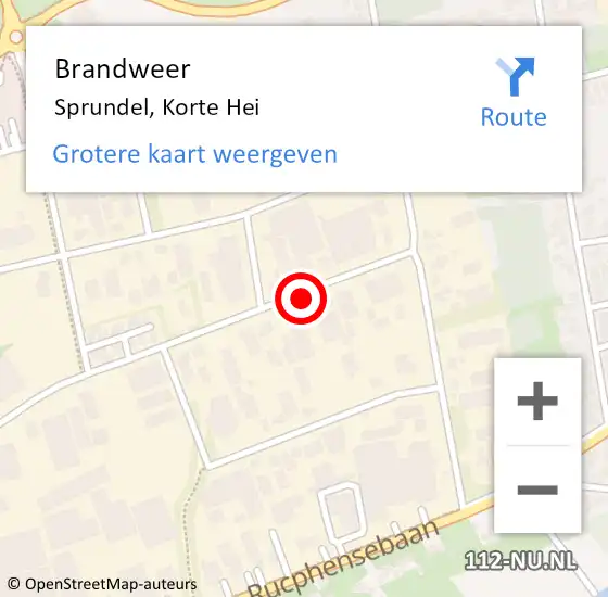 Locatie op kaart van de 112 melding: Brandweer Sprundel, Korte Hei op 14 november 2022 19:07