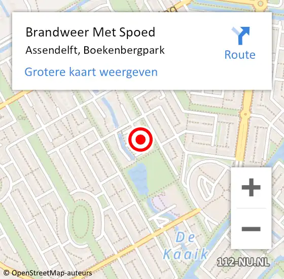 Locatie op kaart van de 112 melding: Brandweer Met Spoed Naar Assendelft, Boekenbergpark op 14 november 2022 19:08