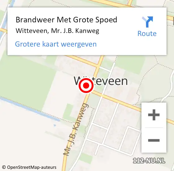 Locatie op kaart van de 112 melding: Brandweer Met Grote Spoed Naar Witteveen, Mr. J.B. Kanweg op 14 november 2022 19:21