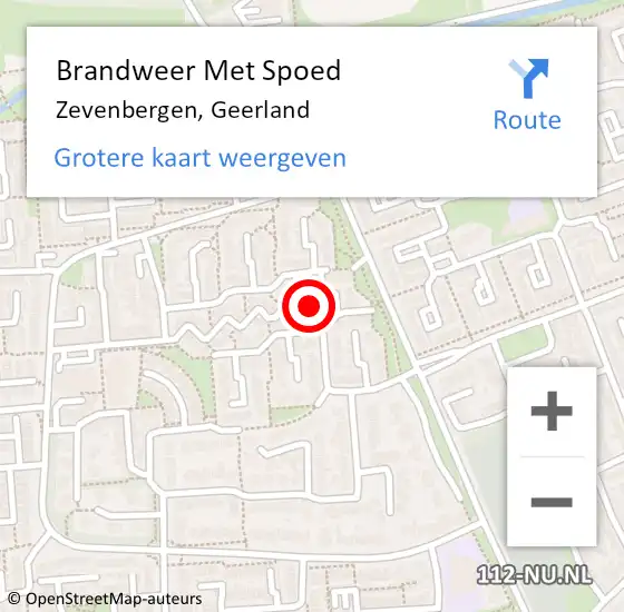 Locatie op kaart van de 112 melding: Brandweer Met Spoed Naar Zevenbergen, Geerland op 14 november 2022 20:00