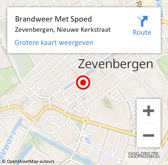 Locatie op kaart van de 112 melding: Brandweer Met Spoed Naar Zevenbergen, Nieuwe Kerkstraat op 14 november 2022 20:00