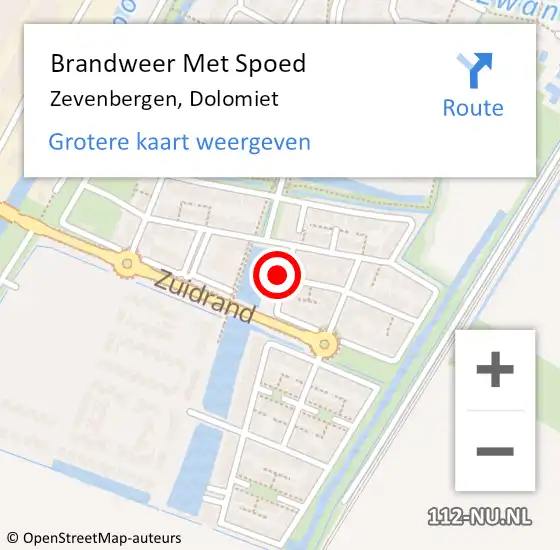 Locatie op kaart van de 112 melding: Brandweer Met Spoed Naar Zevenbergen, Dolomiet op 14 november 2022 20:01