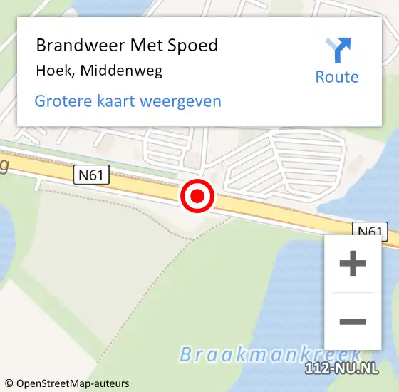 Locatie op kaart van de 112 melding: Brandweer Met Spoed Naar Hoek, Middenweg op 5 augustus 2014 00:08