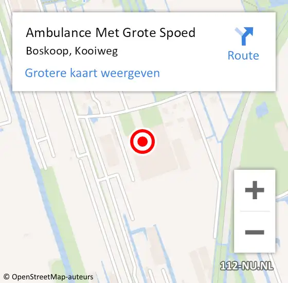 Locatie op kaart van de 112 melding: Ambulance Met Grote Spoed Naar Boskoop, Kooiweg op 14 november 2022 20:11