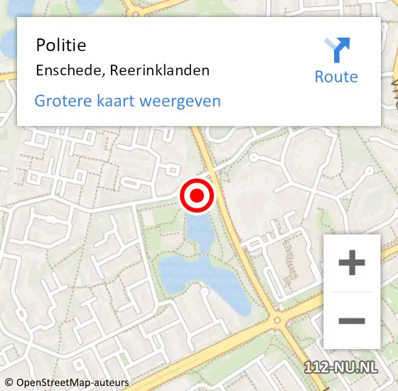 Locatie op kaart van de 112 melding: Politie Enschede, Reerinklanden op 14 november 2022 20:29