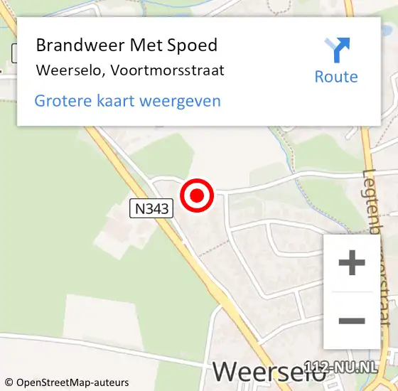 Locatie op kaart van de 112 melding: Brandweer Met Spoed Naar Weerselo, Voortmorsstraat op 14 november 2022 20:36
