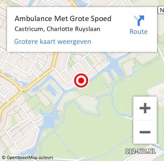 Locatie op kaart van de 112 melding: Ambulance Met Grote Spoed Naar Castricum, Charlotte Ruyslaan op 14 november 2022 20:53