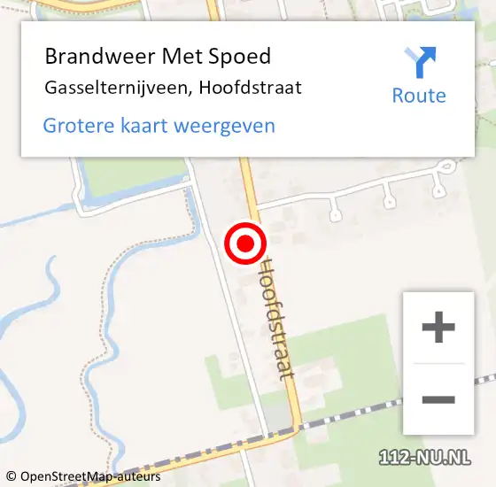 Locatie op kaart van de 112 melding: Brandweer Met Spoed Naar Gasselternijveen, Hoofdstraat op 14 november 2022 21:14