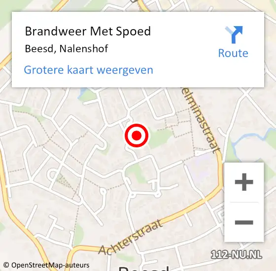 Locatie op kaart van de 112 melding: Brandweer Met Spoed Naar Beesd, Nalenshof op 14 november 2022 21:24