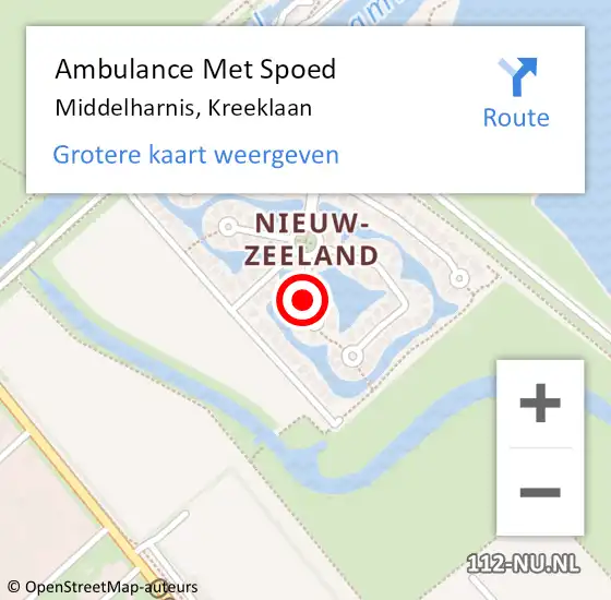 Locatie op kaart van de 112 melding: Ambulance Met Spoed Naar Middelharnis, Kreeklaan op 14 november 2022 21:34