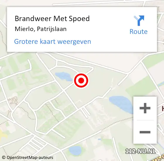 Locatie op kaart van de 112 melding: Brandweer Met Spoed Naar Mierlo, Patrijslaan op 14 november 2022 21:49