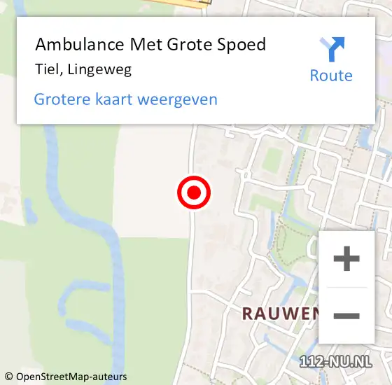 Locatie op kaart van de 112 melding: Ambulance Met Grote Spoed Naar Tiel, Lingeweg op 14 november 2022 21:53